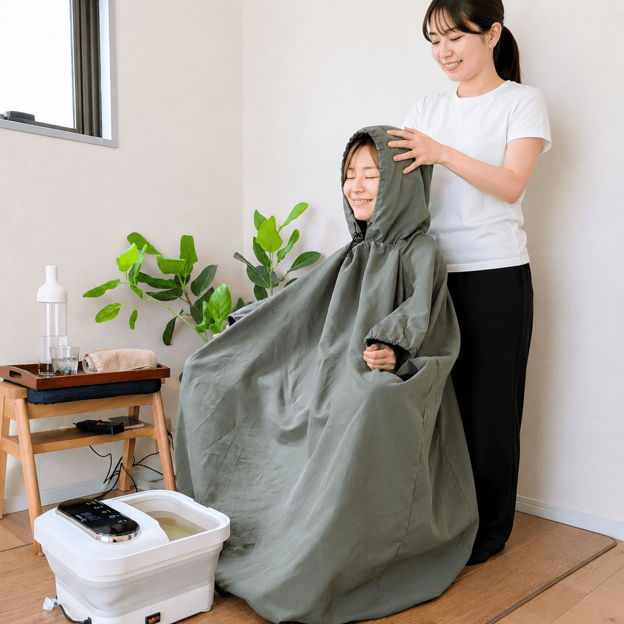 ＜NEW＞ヘッドマッサージ付 "綿マント"のよもぎ蒸し(40分） 画像1